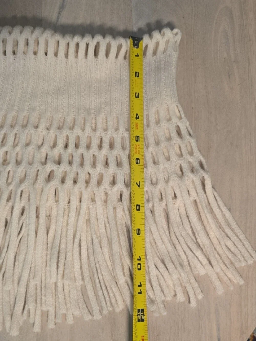 Cream Open Knit Fringe Cowl Scarf Neck Warmer Boho Snood Collar